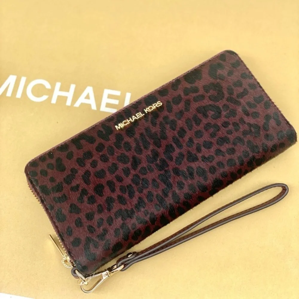 Michael Kors Leopard Print Leather Continental Wallet